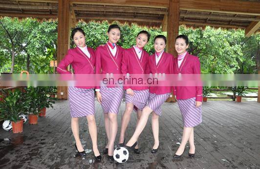 Fashion Colorful Air Hostess flight attendant corporate suits stewardess uniform fabric