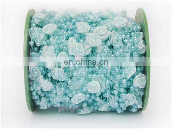 30meters/roll 4mm Handmade Rose Flower Fish Line Garland Hanging Bead Chains Wedding Bridal Hair Accessory