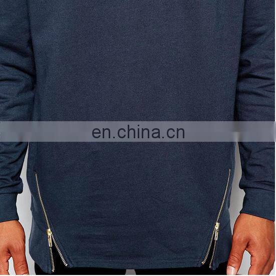 Alibaba Wholesale Custom Men's Plain Crewneck Zipper Oversized Sweatshirts/Sweatclothing