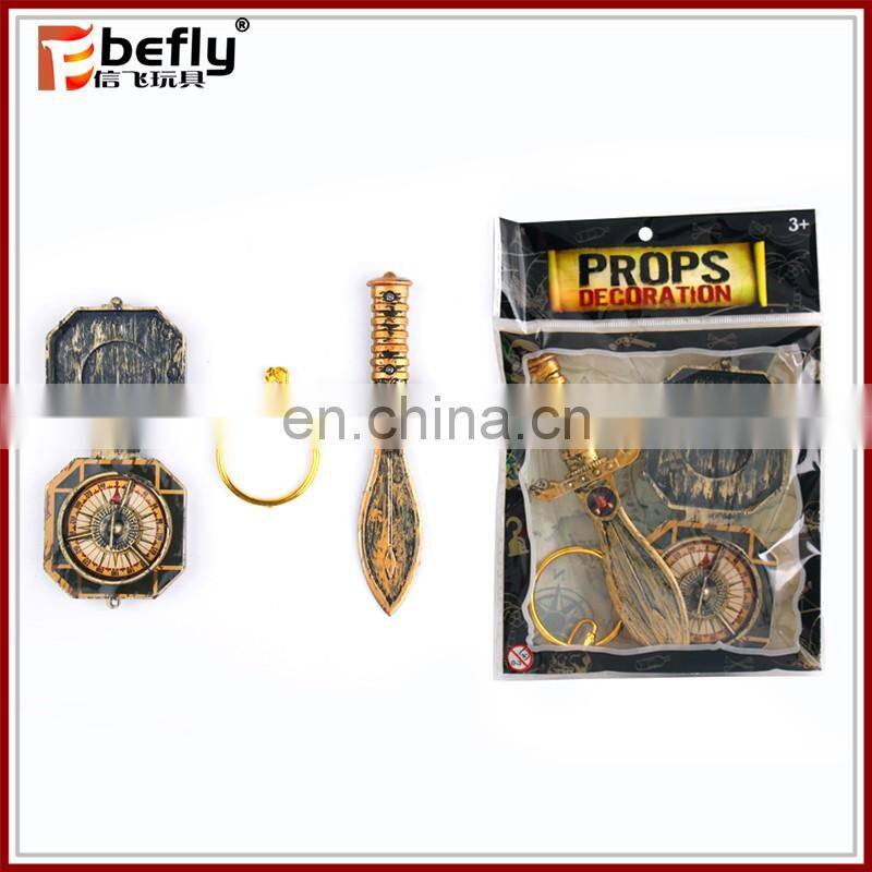 3pcs mini plastic pirate sword toy with compass