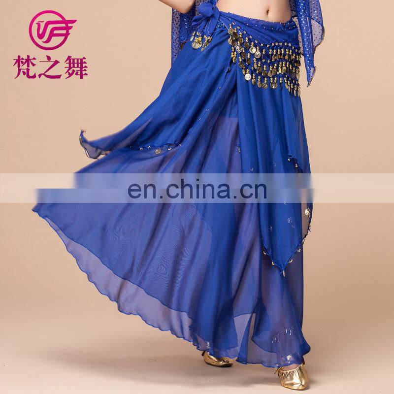 Arabic chiffon gold coins belly dance dancing skirt for women Q-6006#