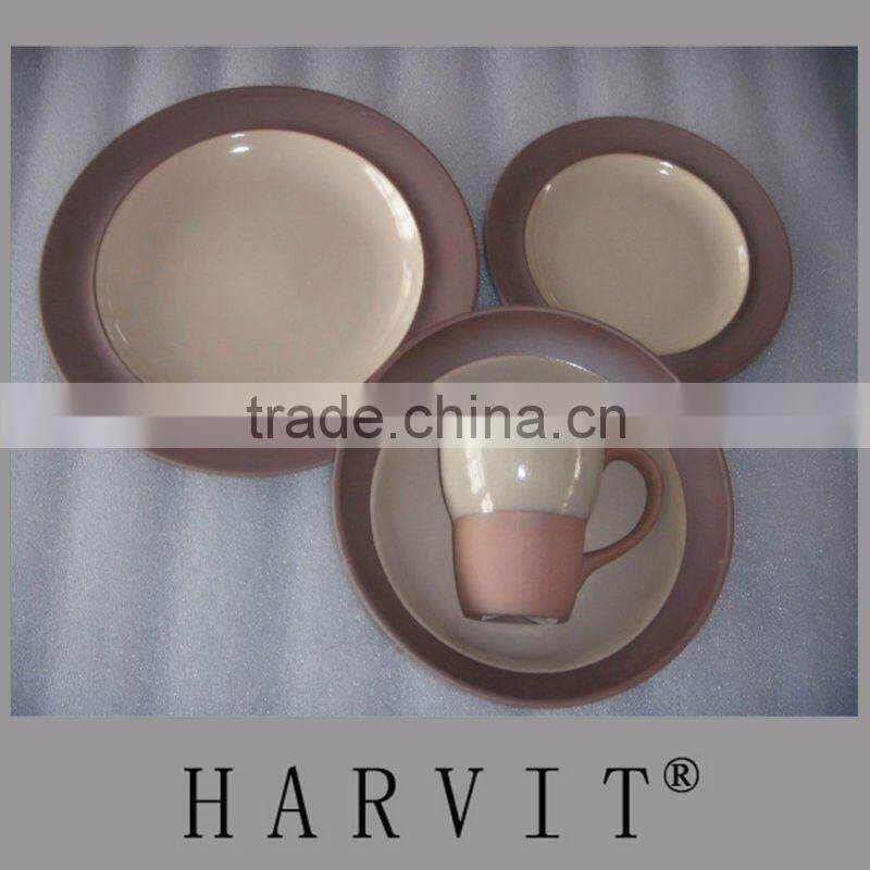 16pcs ceramic two layers color glazed tableware