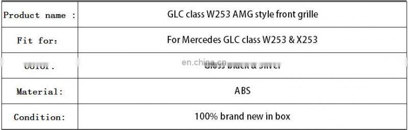 AMG GT R style front grille mesh hood for Mercedes Benz GLC class W253 X253 2016-2019 W253 ABS grill