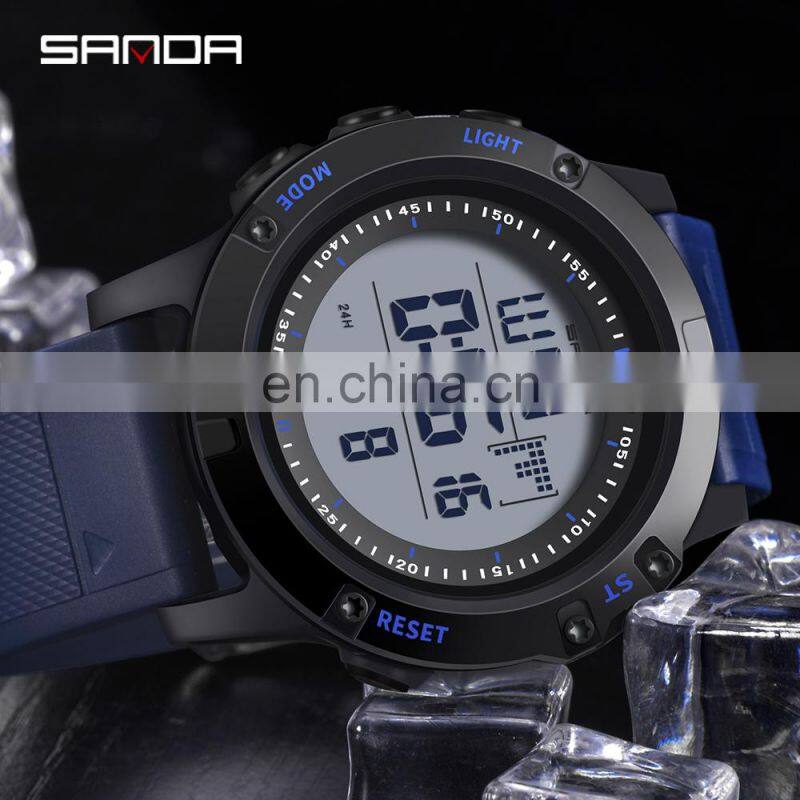 SANDA 372 Men's Sport Quartz Japan Digital Movement Silicone Rubber Watch BandMens Quality Watches For Sales