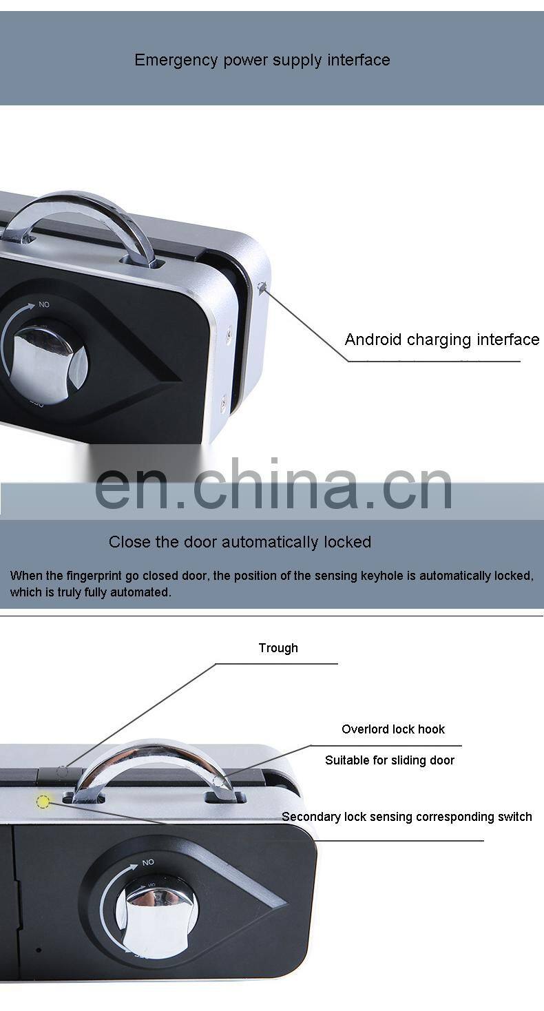 Double Glazed Security Biometric Fingerprint Password Smart Sliding Frameless Glass Door Electric Door Lock