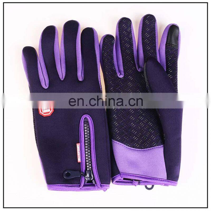 Wholesale Waterproof purple neoprene fabric with touchscreen fingers outdoor sport diving protective glove