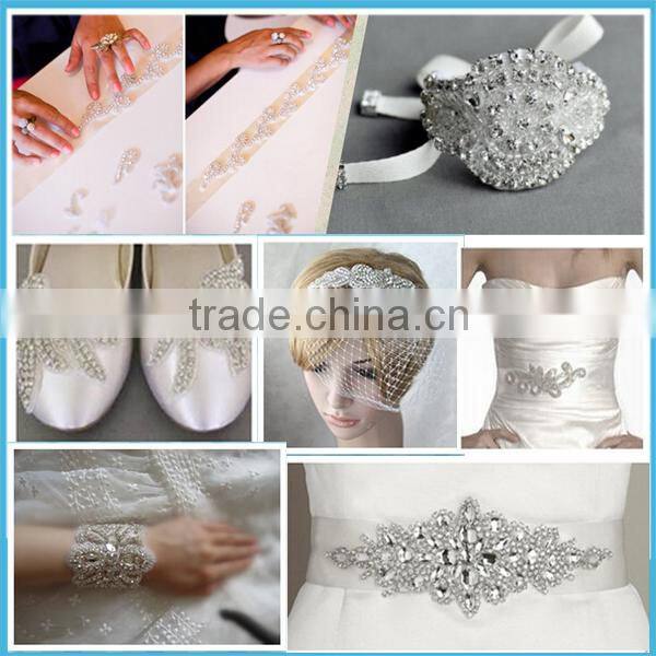 2015 factory of embrodery crystal applique trimming