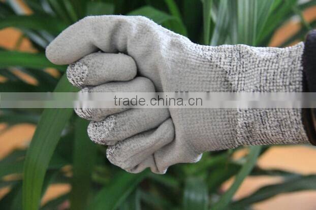 heat and cut resistance gloves with PU coated EN388