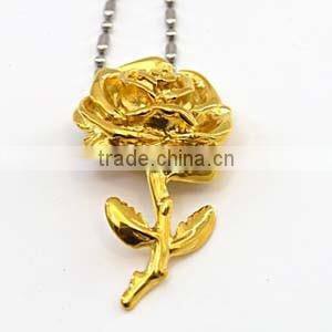 Fashion Jewellery Accessory Artificial Flowers Rose Gold Plated Mother'S Day Pendant