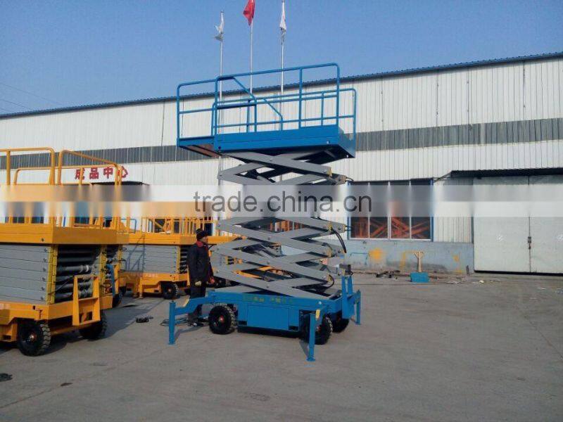 CE approved four wheels hydraulic mobile scissor lift platform SJY0.5-8