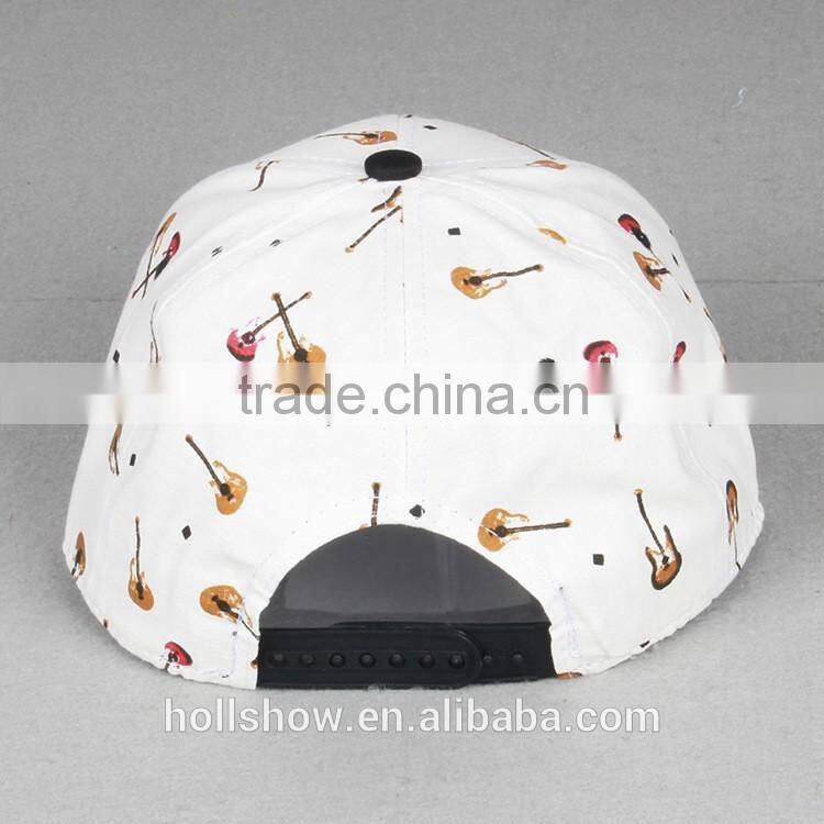 Small Guitar Printed Man Women Lovers Leather Brim Sport Sun Hat Flat Cap