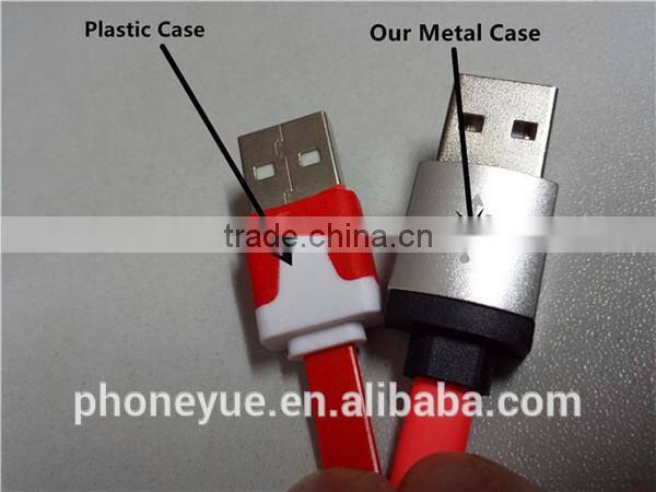 1m colorful aluminium alloy micro usb flat cable for samsung