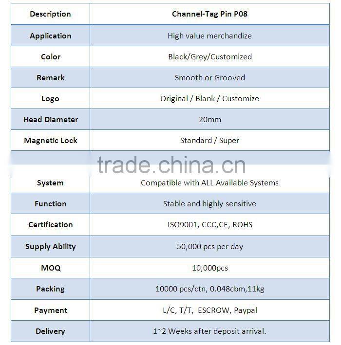 2014 Economy big round plastic pin safety pin eas hard tag pin