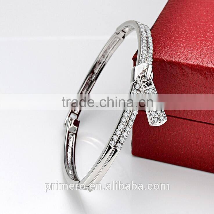 Zip design zircon gold plated bracelets & bangles for women top quality jewelry