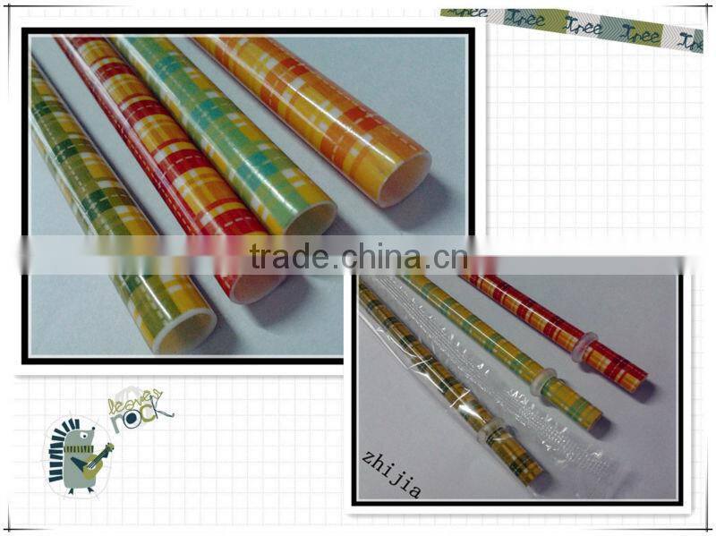 Clear and straight striped plastic drinking straw