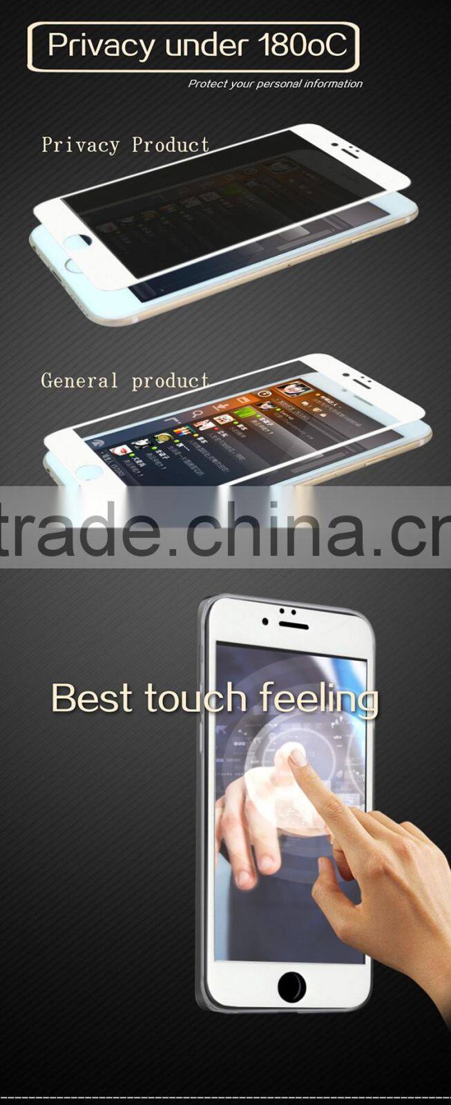 newest arrivel 2.5D 9h anti spy tempered glass screen protector for iphone