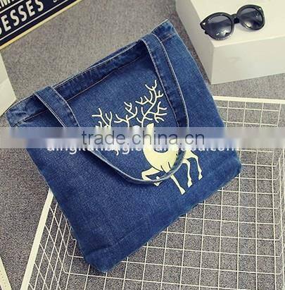 2015 the latest simple design promotional denim bag with logo