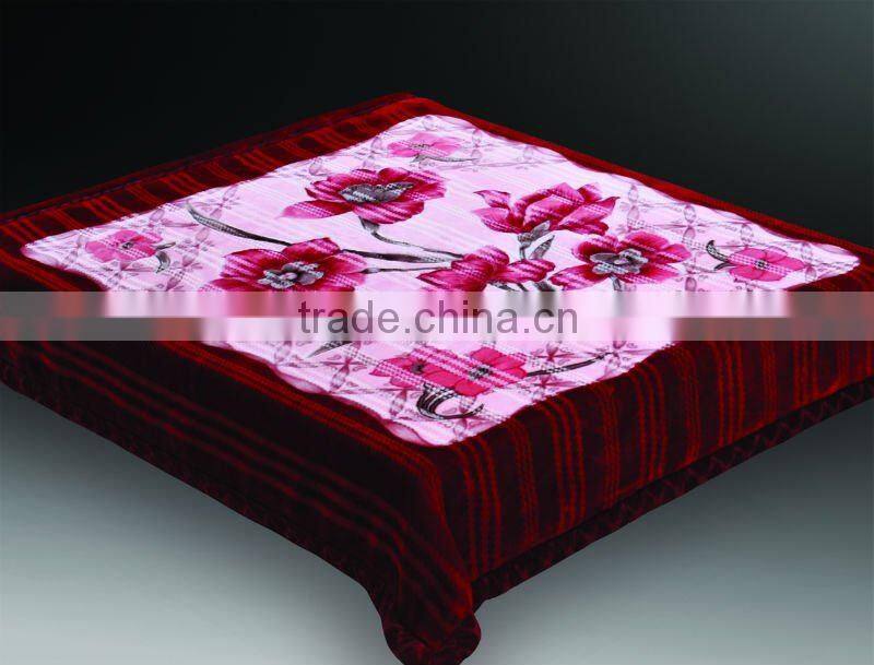 100% polyester raschel quality printed zig-zag double blanket
