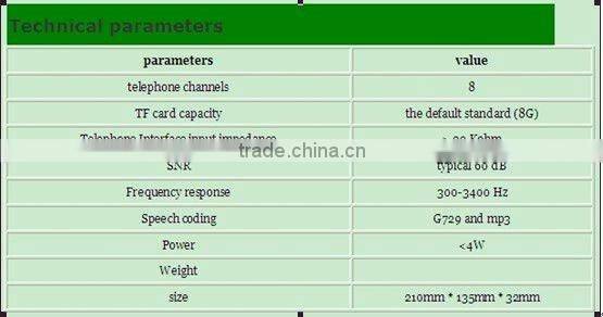 New 8 Line Voice Telephone Recorder/phone chip Recorder Voice logger