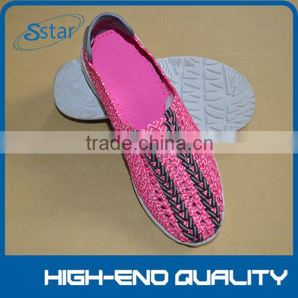 hand woven ladies leather flat shoes