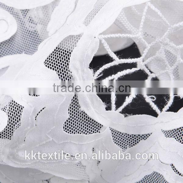 2014 latest high quality mesh bottom satin fabric white fabric #7875