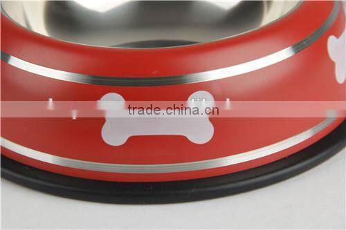 Non-slip strips stainless steel dog bowl