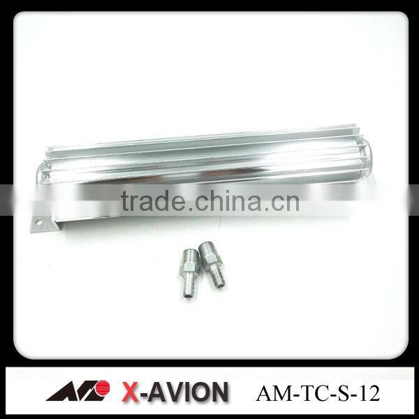 Finned satin Aluminum red color Transmission coolers single and dual holes