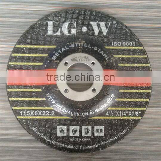 447 China golden supplier LG.W 115*6*22 T27 DEPRESSED CENTER GRINDING WHEEL
