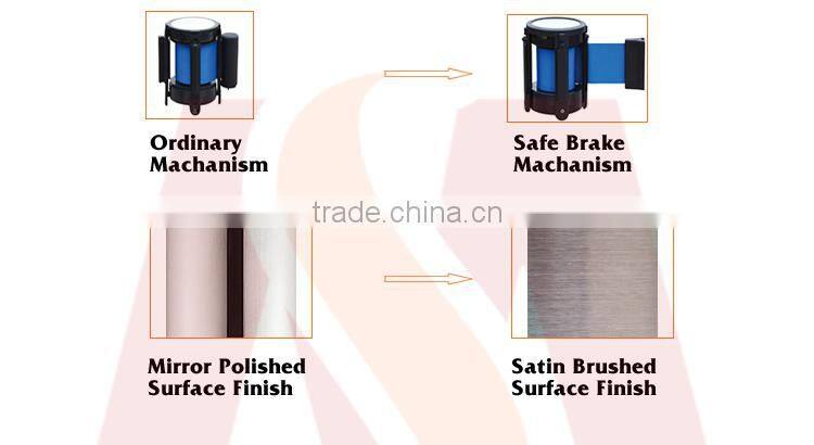 Black Museum Queue Line Retractable Belt Barrier Post Stanchion