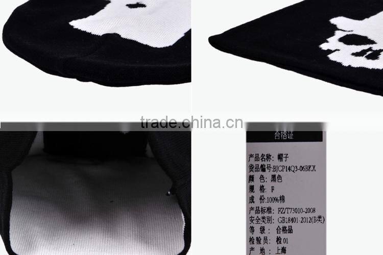 flat embroidery black hip-hop knitted beanie hat