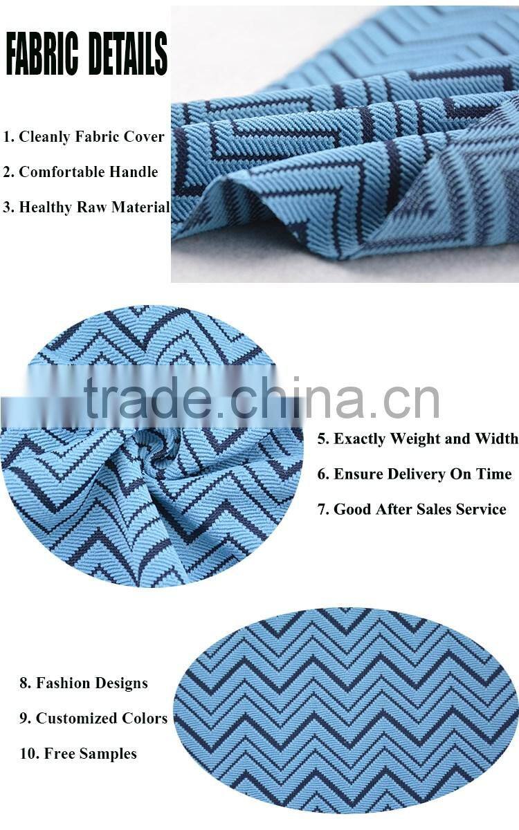 Jiufan textile latest design blue suit pant coat jacquard fabric paper drawing can offer