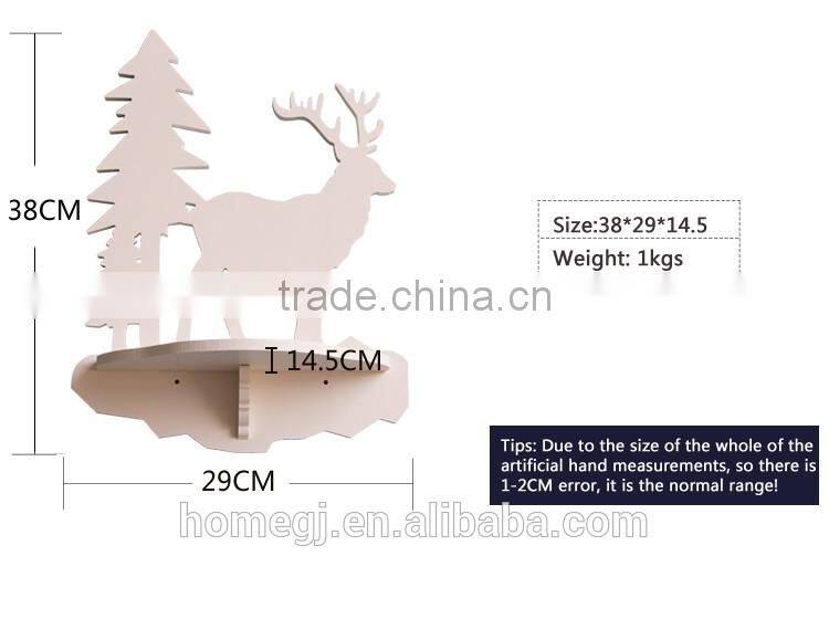 fashion fireproof shelf rack, good quality carved deer style plastic wall shelf