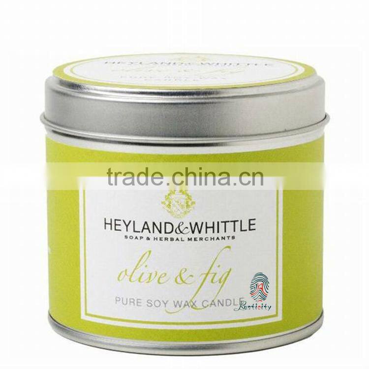 Natural soy wax decorative scented pillar candles/tin candles