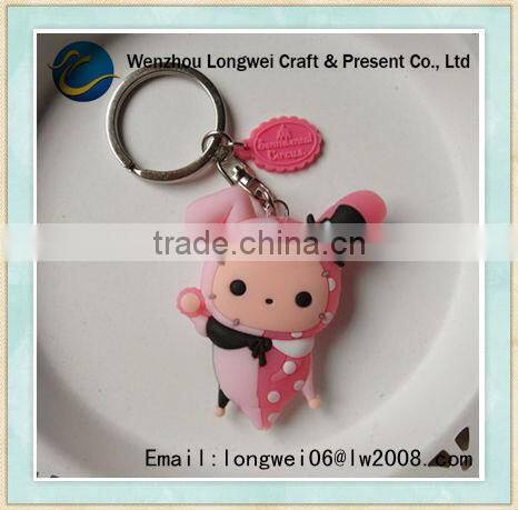 fox girl shaped pvc soft rubber silicon keychain