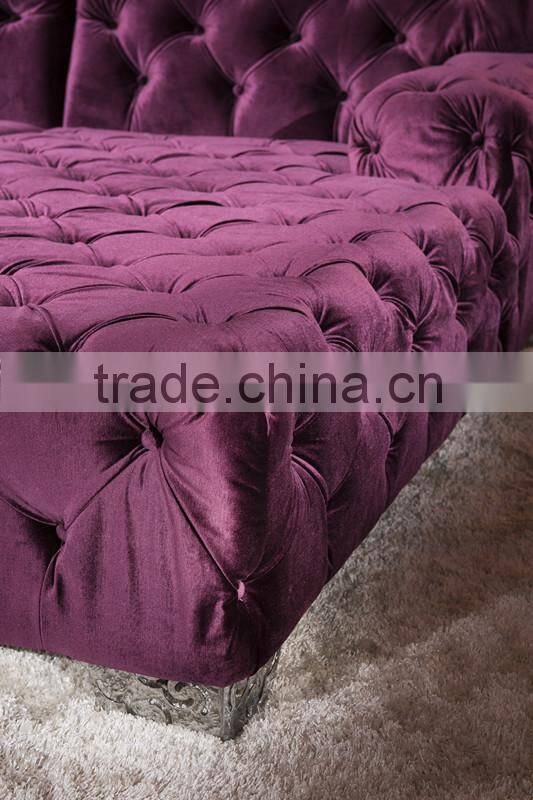 new classic tufted chesterfield L shaped fabric sofa set AL046