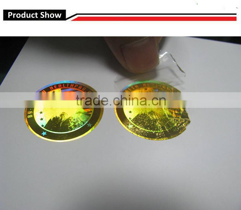Golden Tamper Evident Hologram Label anti-fake holographic sticker