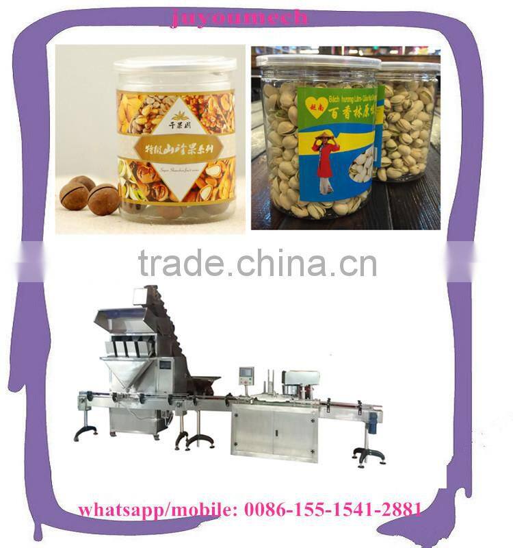Automatic Multi Functional Cashew Nuts/Walnuts Granular Snacks Weighing Filling Capping Machine Line with Conveyor