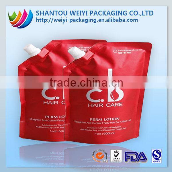 Biodegradable aluminum foil doypack stand up liquid spout pouch for soap body cream