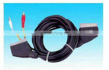 scart plug to 6 RCA cable assembly type red cable gold connector rohs comliant
