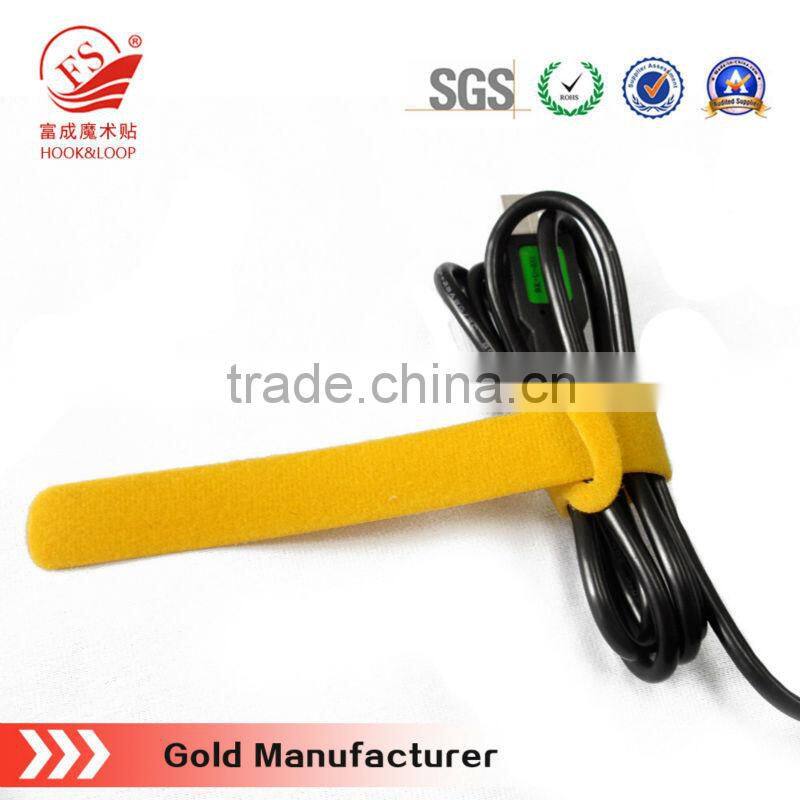 12x200mm custom self grip double sides nylon hook and loop cable tie with logo print