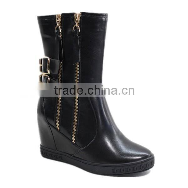 Metal buckles and zippers women winter boots wholesale