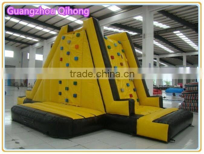 Toboggan blue inflatable climbing wall,giant climbing wall with bouncer for kids and adult