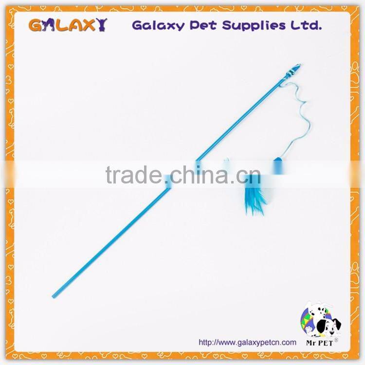 Fishing Rod Type Solid Color Feather Cat Teaser Stick Toy With Bell