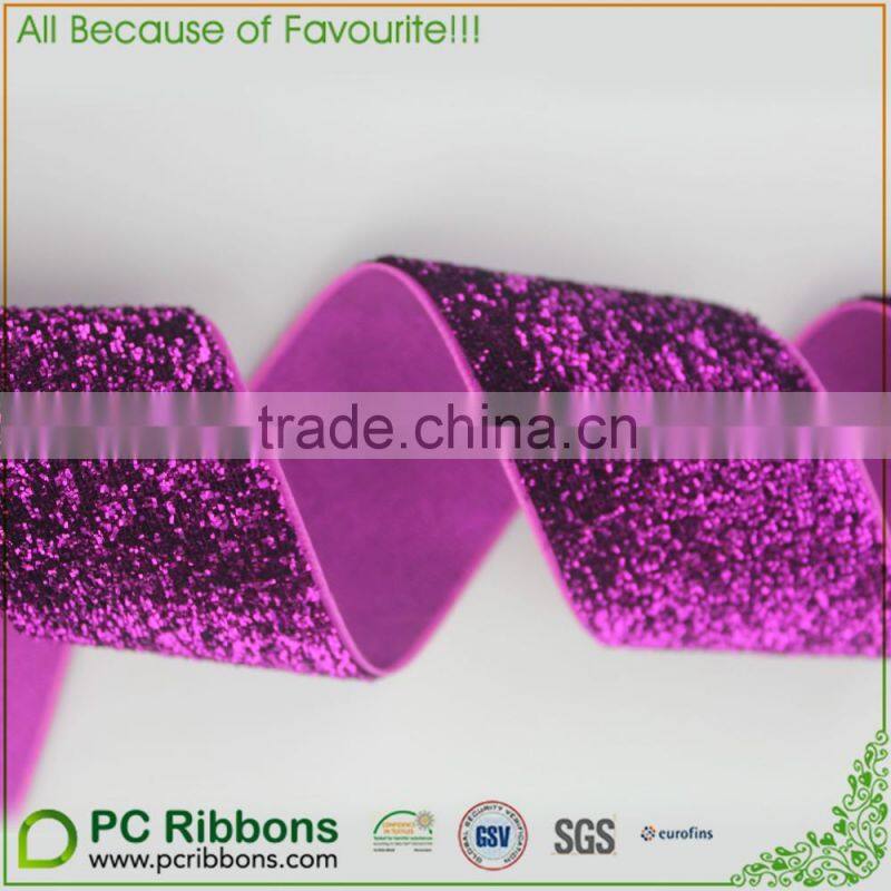 Chrismas Glitter Ribbon Pink Metallic Ribbon