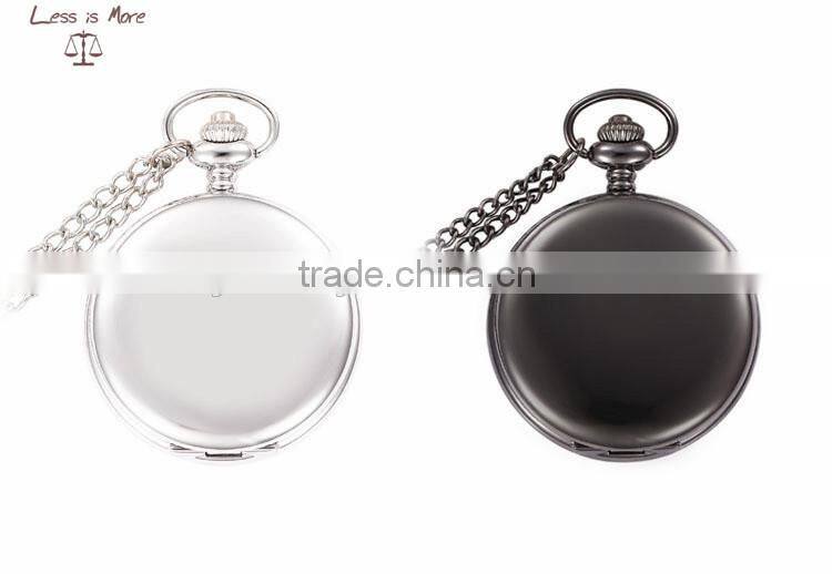 wholesale elegant glossy glod silver and black pocket watch necklace