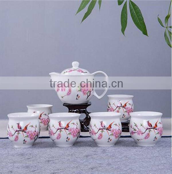 Chinese style 7 pieces blue and white porcelain tea set