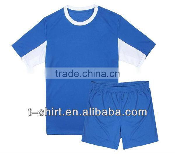 custom 100 polyester blue printed logo soccer jersey