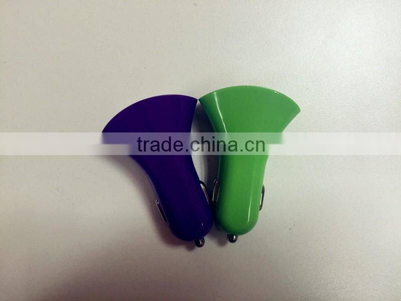 2.1A colorful Double USB trumpet car charger for cell phones manufacturers,supplliers