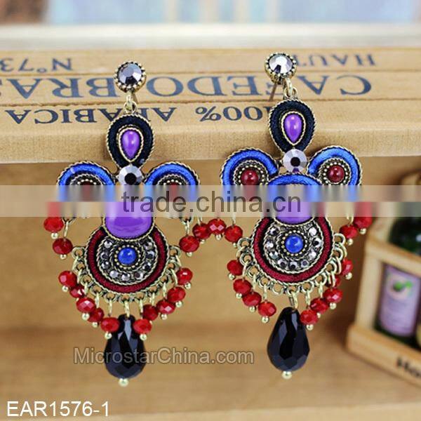 Copper base dangle DIY rhinestone button earring
