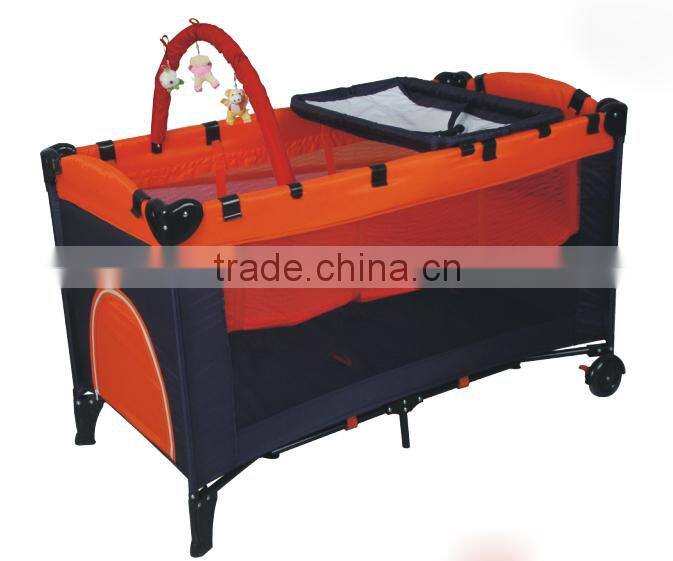 2015 baby crip with 2 wheels canopy cover, mosquiton ect extra accesoriess pass en71-3 fit for eu marketing